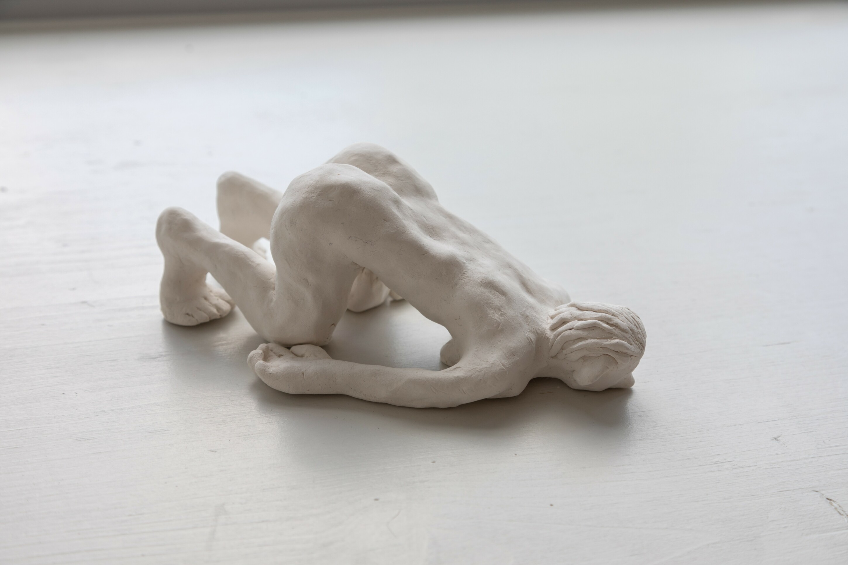“Ich Bleibe Weich”, 2020, unfired porcelain clay